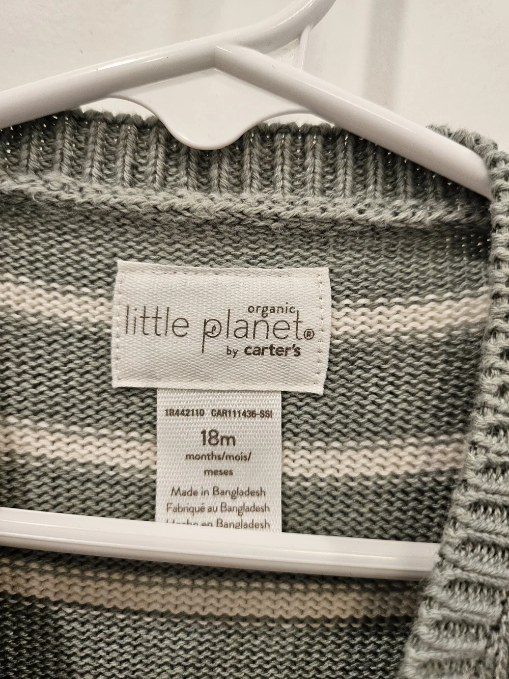 Like New! Organic Little Planet - Striped Green & White Sweater Knit One-Piece